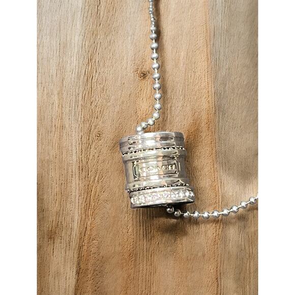 Y2K Coach 95125 Sterling Silver Pavé Crystal Rondell Pendant Necklace - Picture 7 of 10